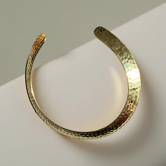 Hammered Gold Hasli Choker | Handmade Tribal Torque Necklace