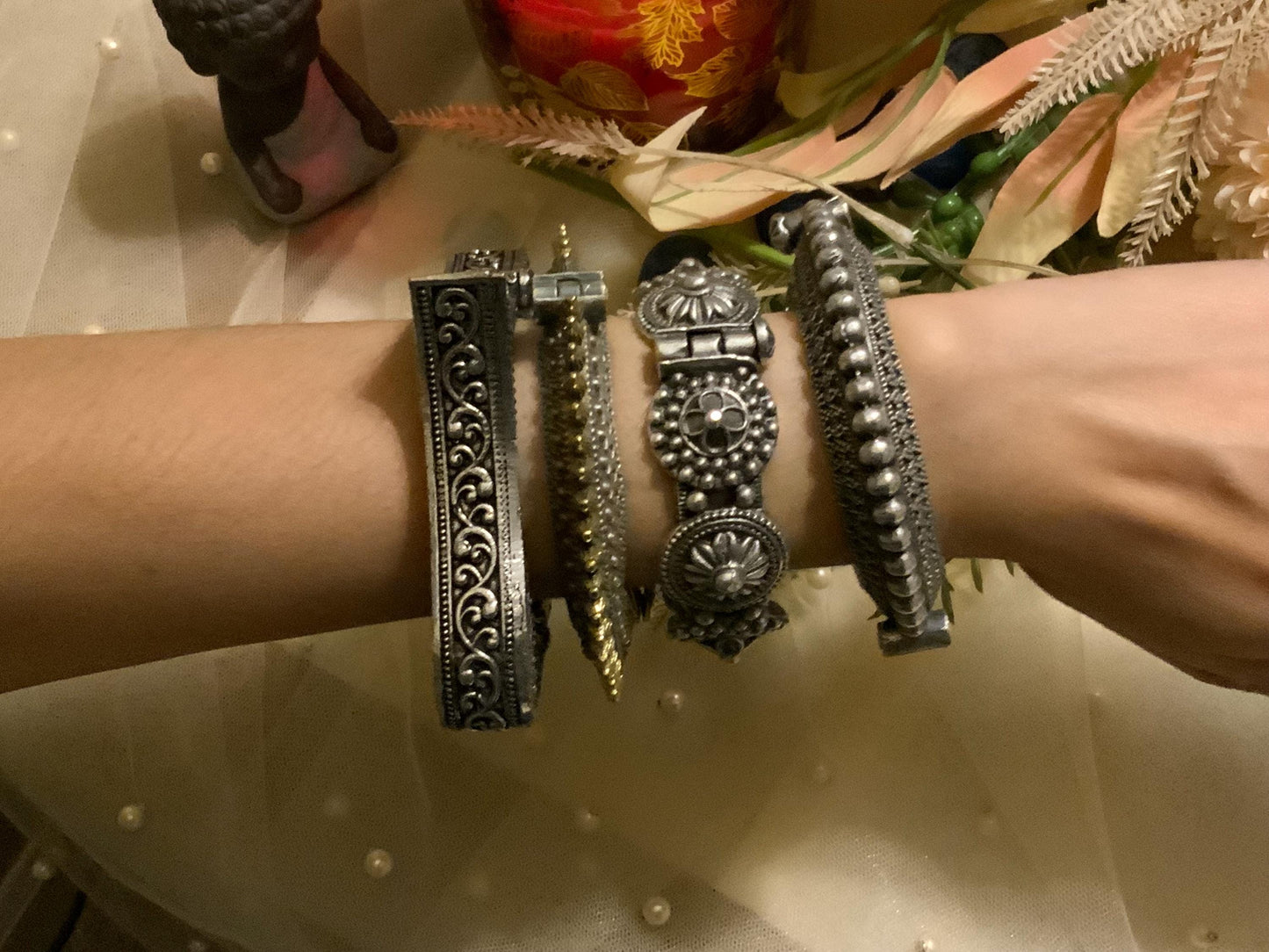Handmade bangles |Oxidized Bracelets| statement kada in set of 6 |Black metal| Diwali-Navrarti Jewelery
