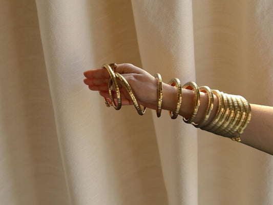 Gold Spiral Stacked Cuff Bracelet – Minimalist Boho Statement Bangle