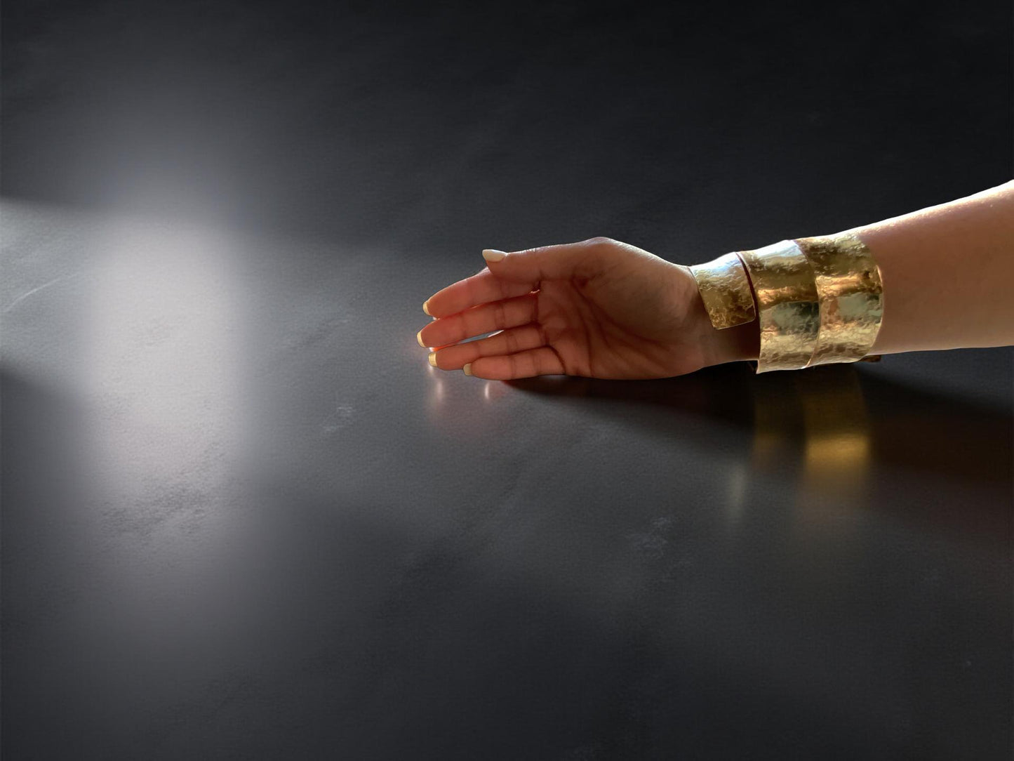 Hammered Gold Cuff Bracelet – Wide Boho Statement Jewelry