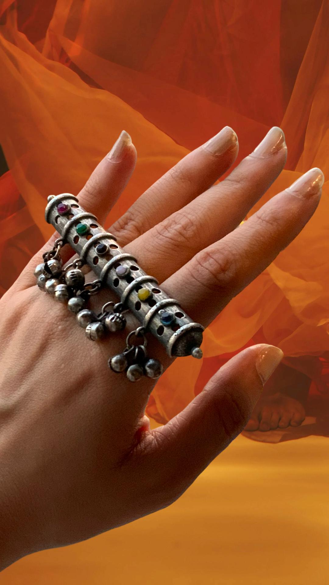 Oxidized German Silver Adjustable Ring: Handmade Boho Tribal Jewelry