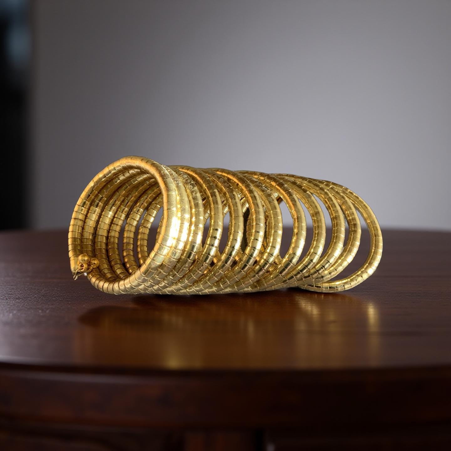 Gold Spiral Stacked Cuff Bracelet – Minimalist Boho Statement Bangle
