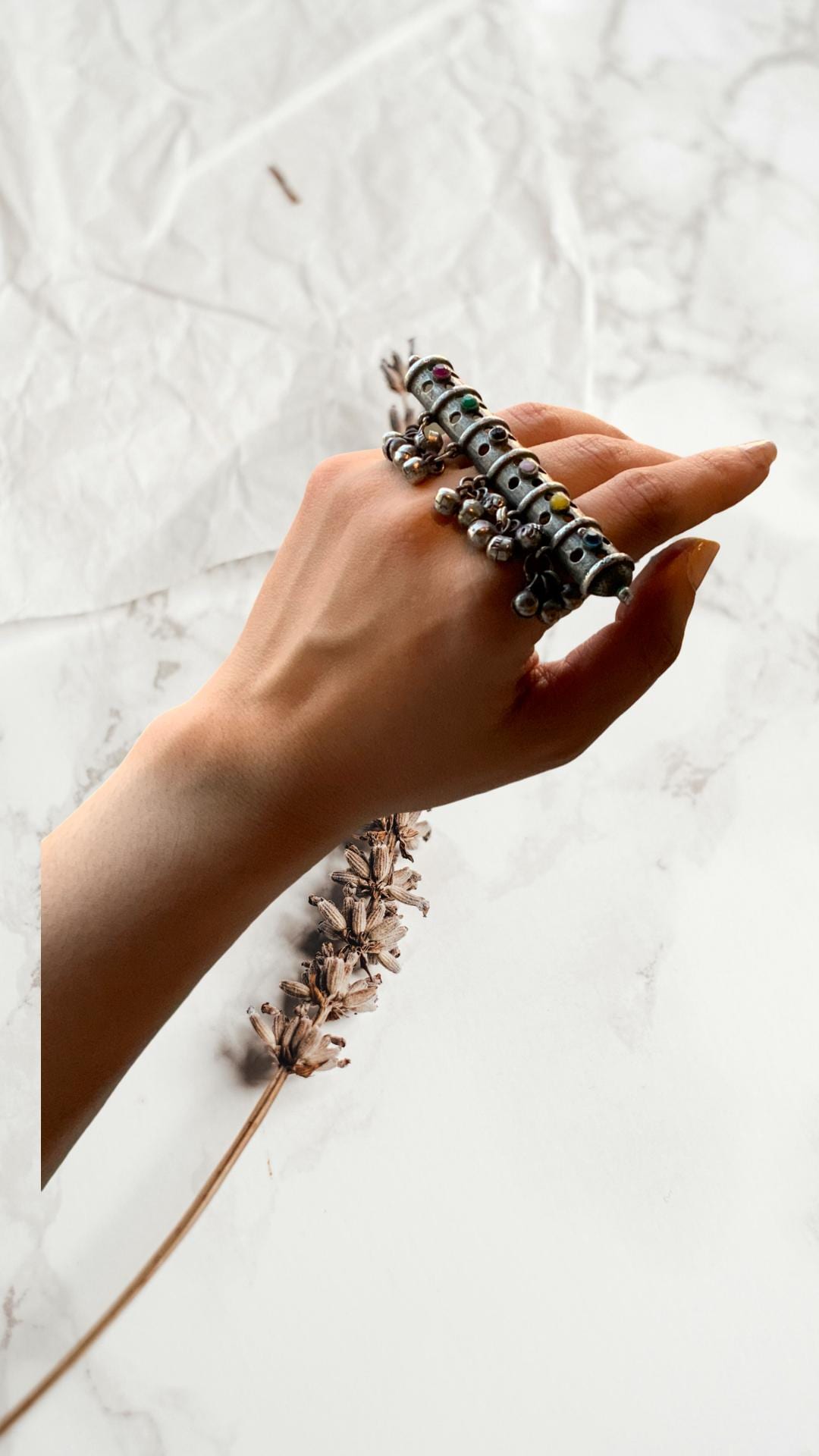Oxidized German Silver Adjustable Ring: Handmade Boho Tribal Jewelry