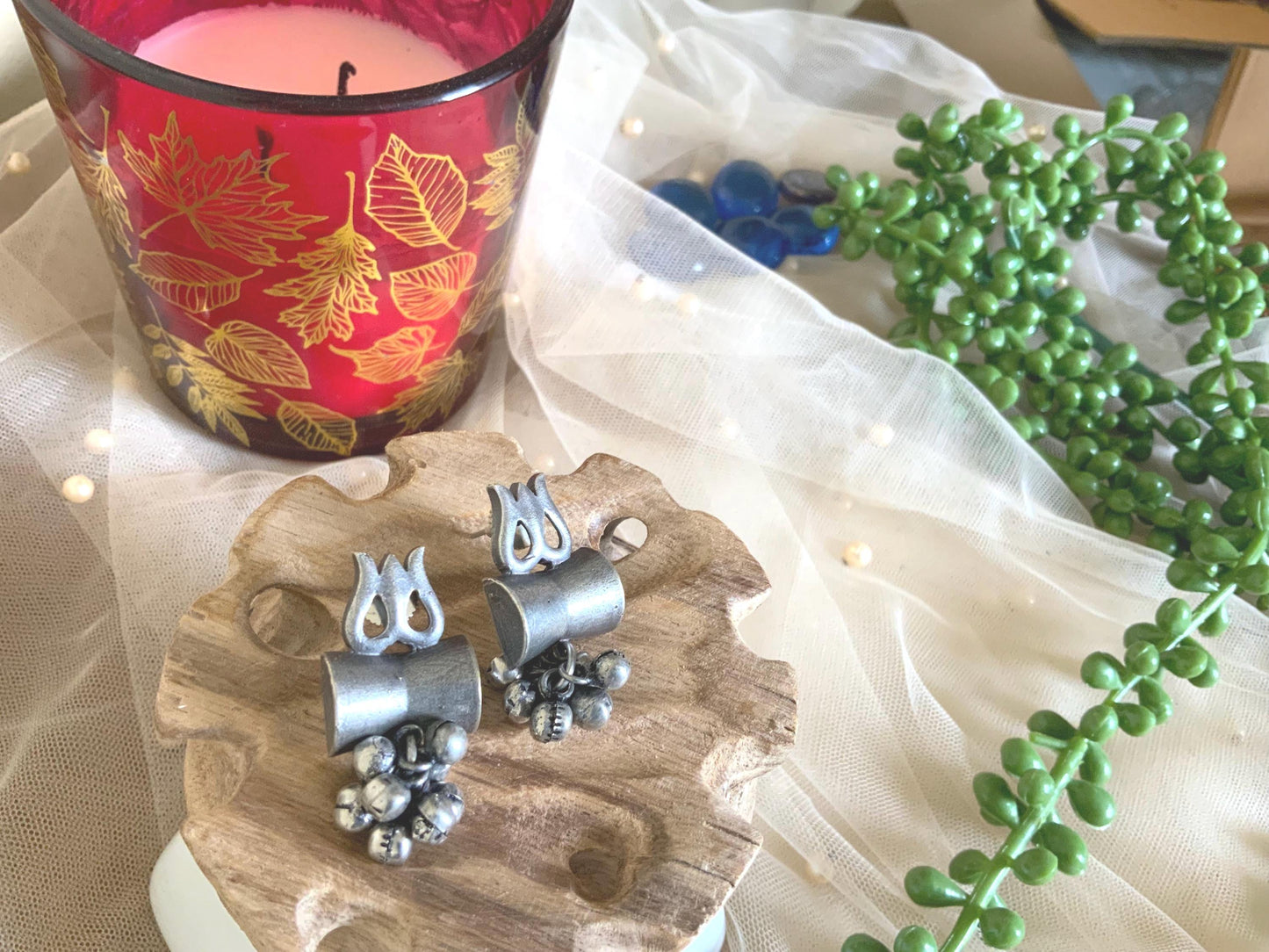 Boho Spiritual earring stud.Oxidized Shiva Symbol Jewelry – Ethnic Spiritual Statement