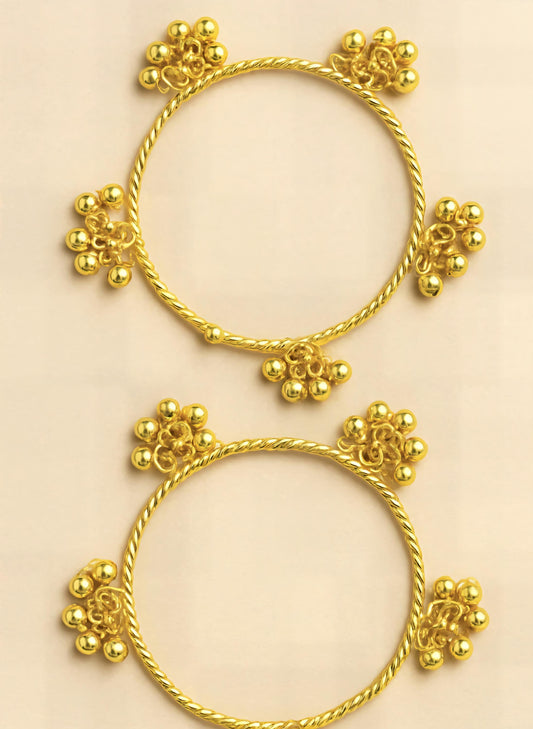 Gold Plated Bangle Bracelet – Boho Statement Cuff, Set of 2