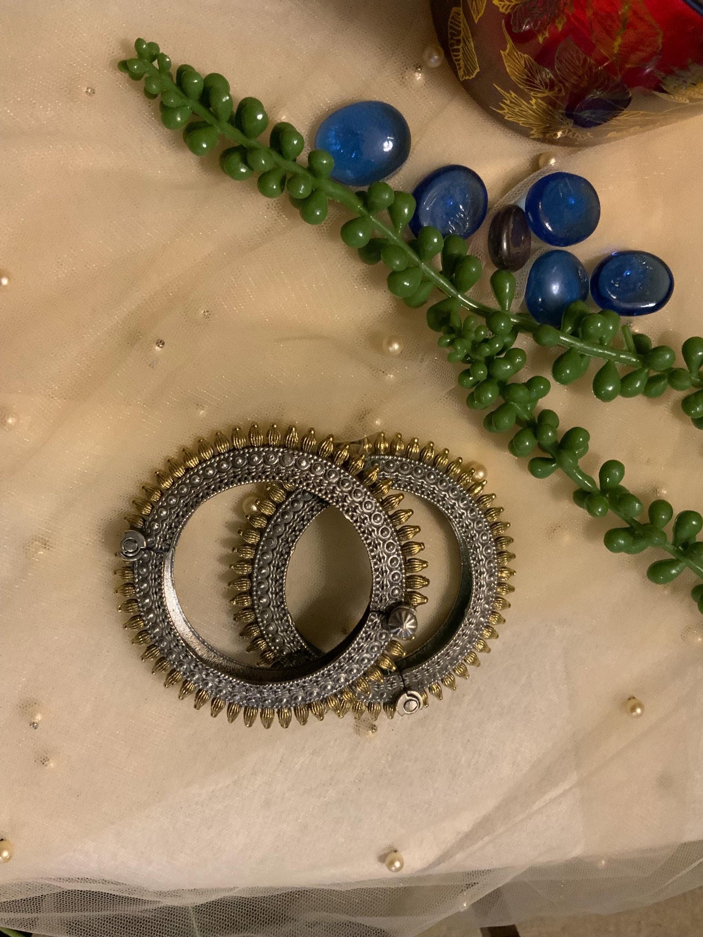 Oxidized Dual Tone Openable Kada: Ethnic Tribal Bangle