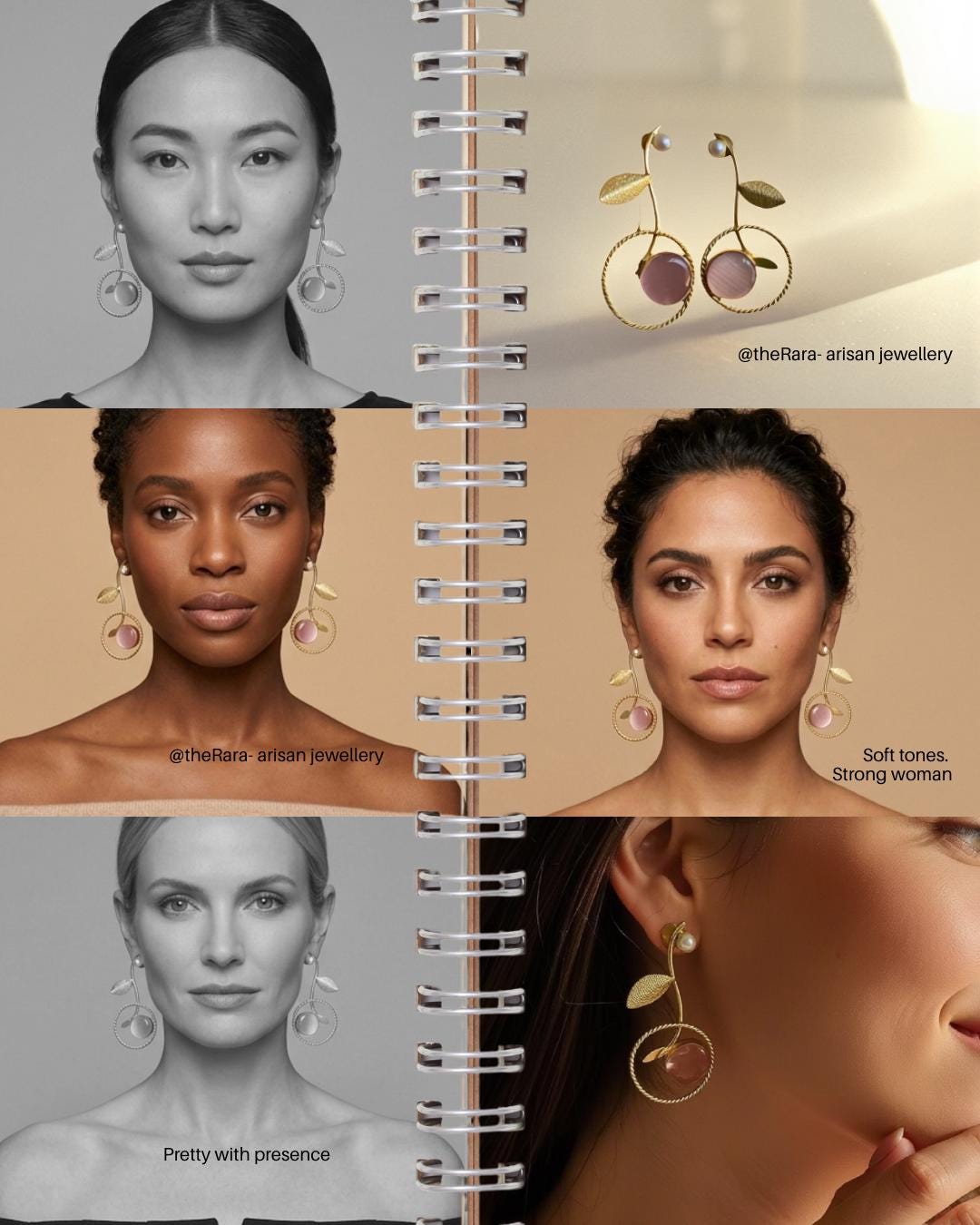 Gold Pearl & Pink Stone Statement Earrings – Romantic Artisan Jewelry
