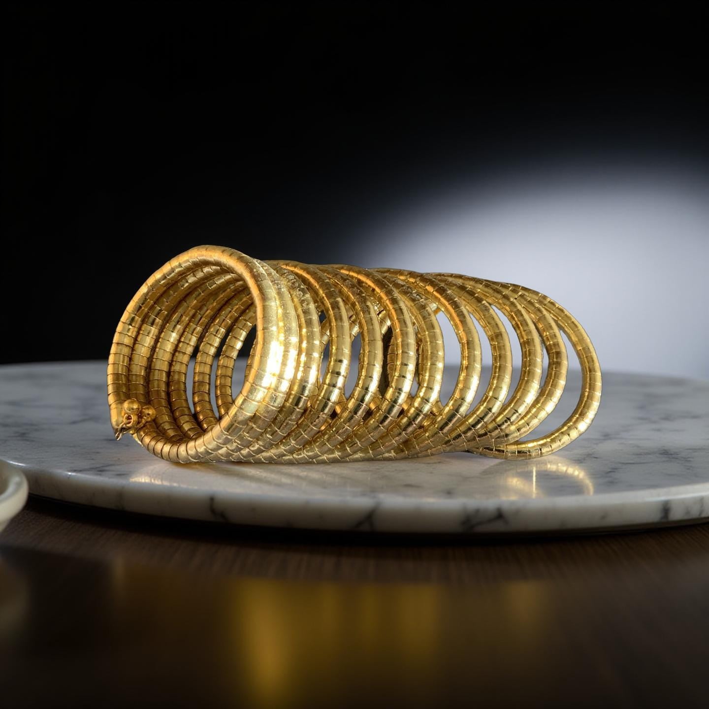 Gold Spiral Stacked Cuff Bracelet – Minimalist Boho Statement Bangle
