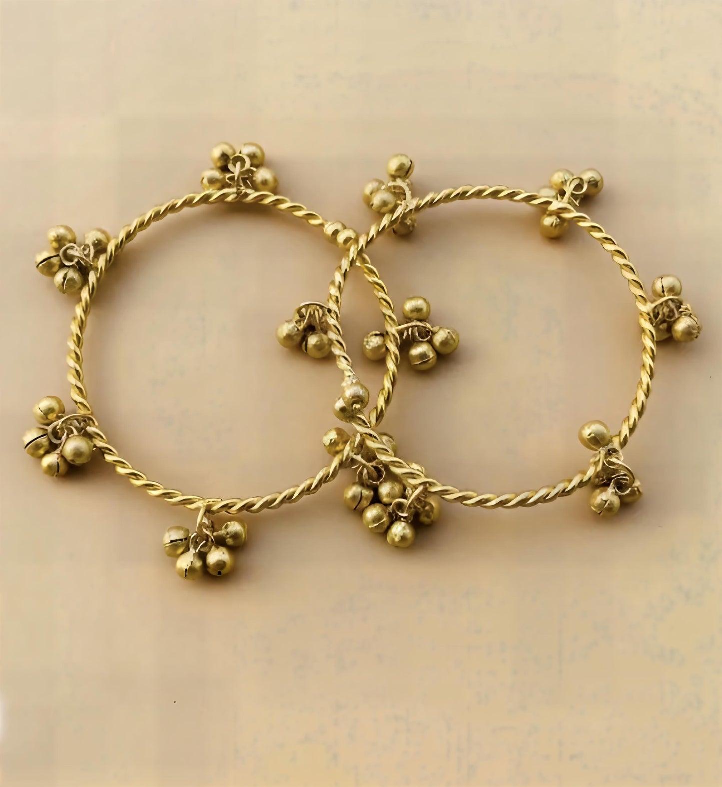 Gold Plated Bangle Bracelet – Boho Statement Cuff, Set of 2