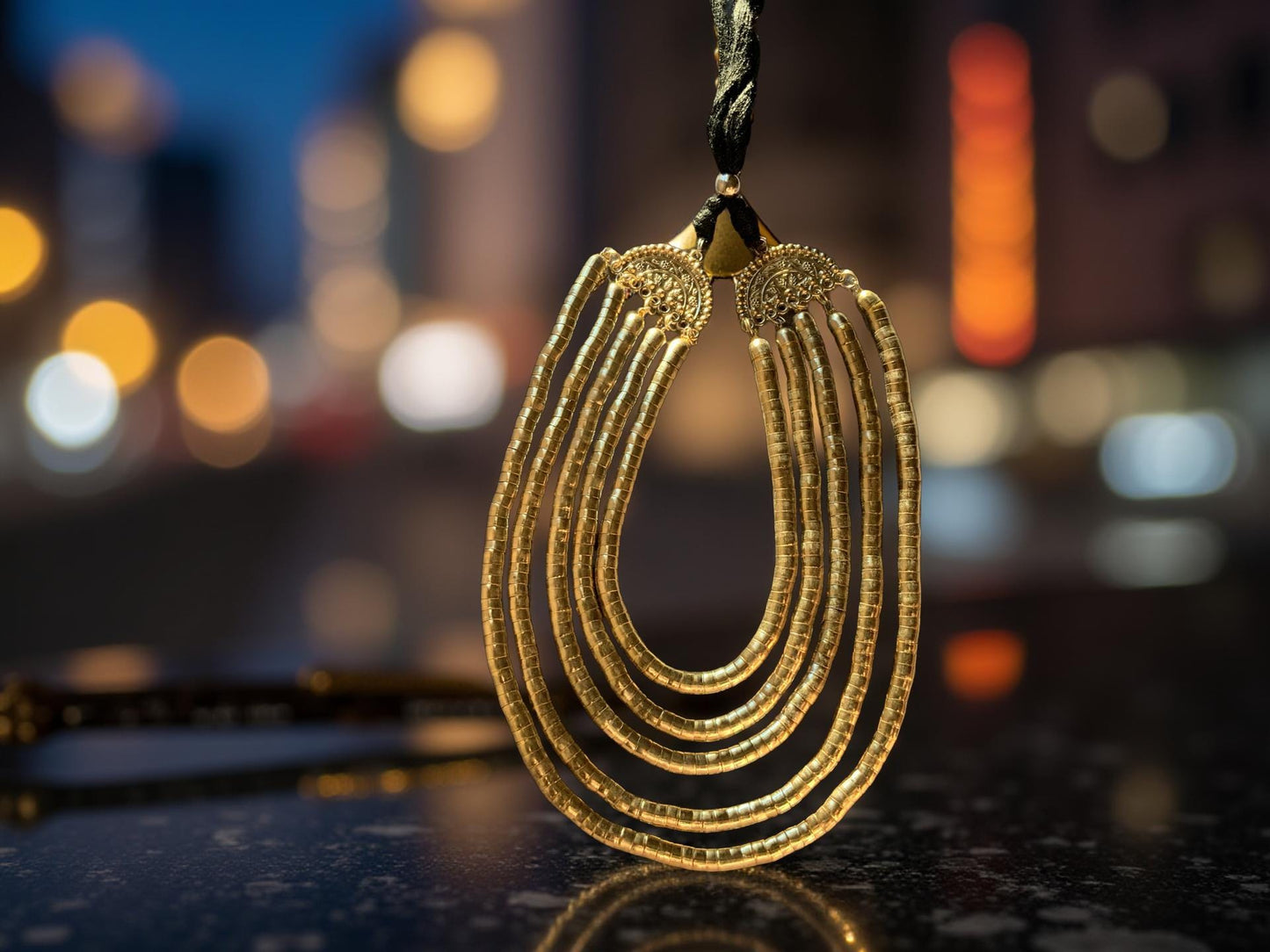 Handmade Gold Polish Layered Necklace | Boho Statement Jewelry