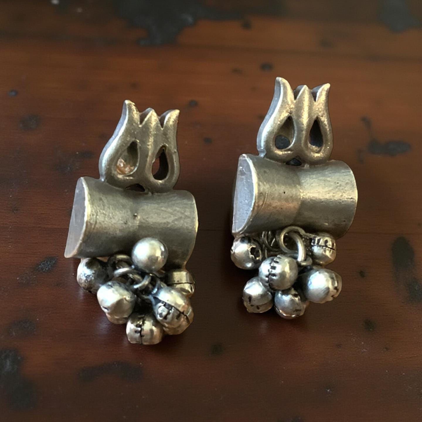 Boho Spiritual earring stud.Oxidized Shiva Symbol Jewelry – Ethnic Spiritual Statement