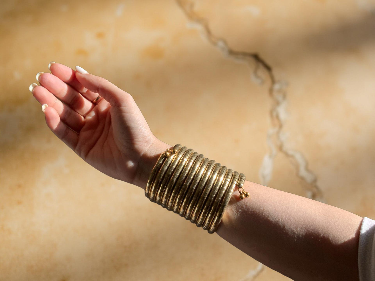Gold Spiral Stacked Cuff Bracelet – Minimalist Boho Statement Bangle