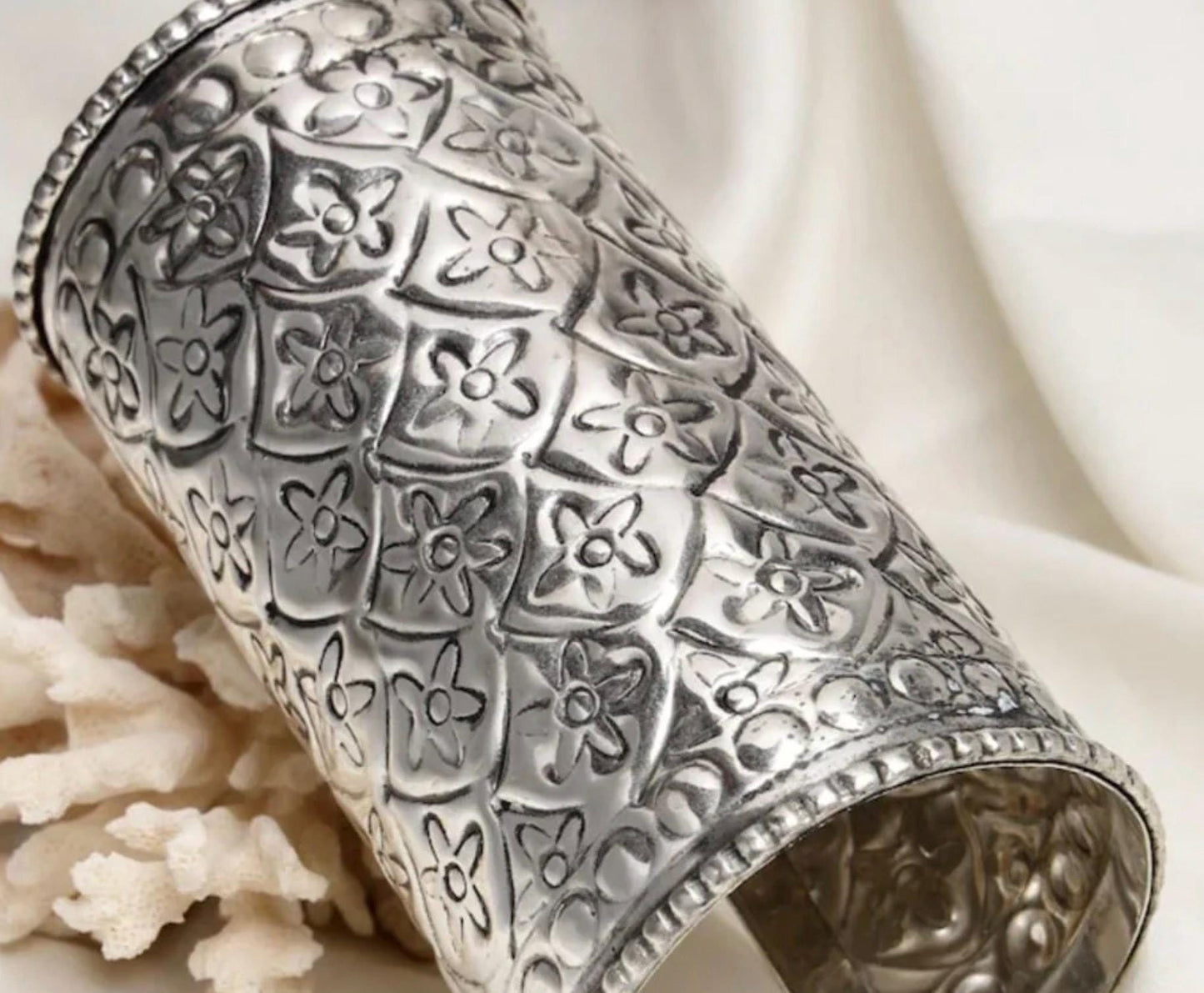 Oxidized Silver Cuff Bracelet, Elongated Bohemian Jewelry