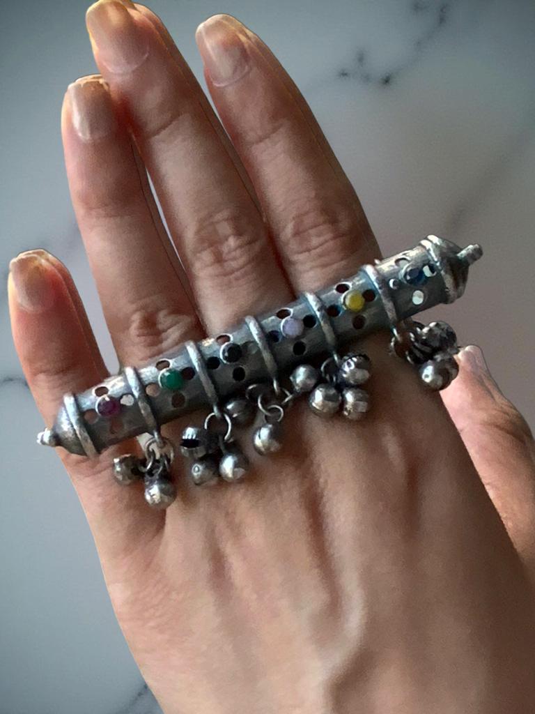Oxidized German Silver Adjustable Ring: Handmade Boho Tribal Jewelry
