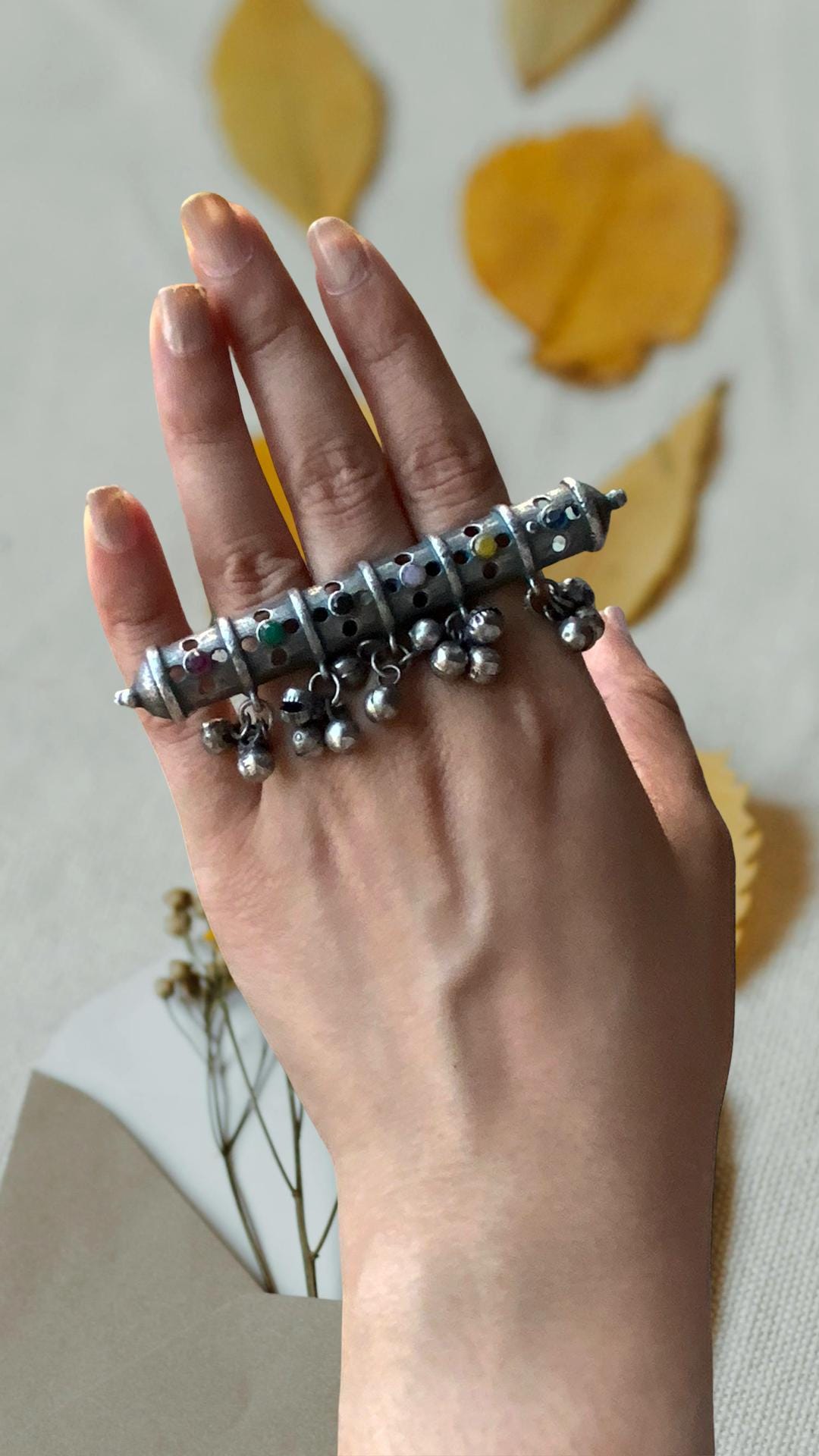Oxidized German Silver Adjustable Ring: Handmade Boho Tribal Jewelry
