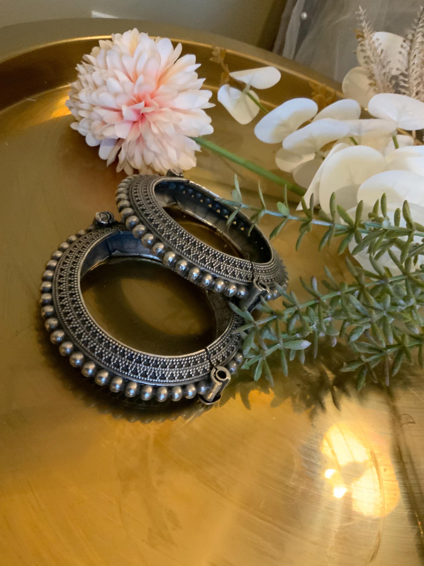 Handmade bangles |Oxidized Bracelets| statement kada in set of 6 |Black metal| Diwali-Navrarti Jewelery