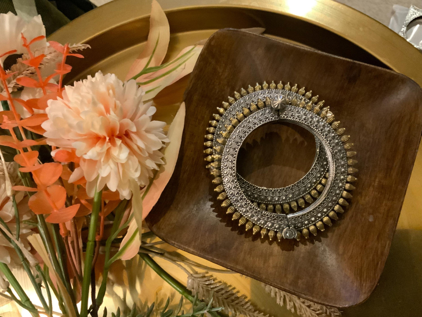 Oxidized Dual Tone Openable Kada: Ethnic Tribal Bangle