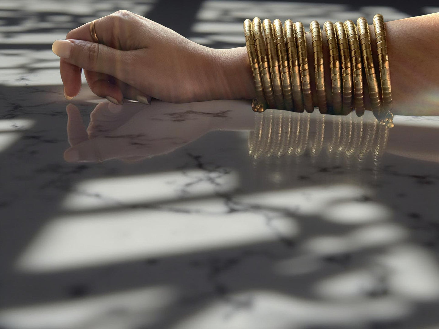 Gold Spiral Stacked Cuff Bracelet – Minimalist Boho Statement Bangle