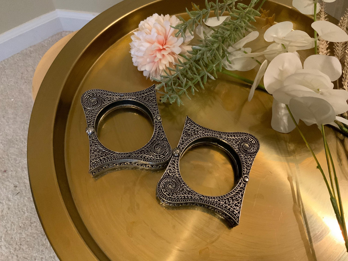 Oxidized Silver Openable Kada: Ethnic Tribal Bangle