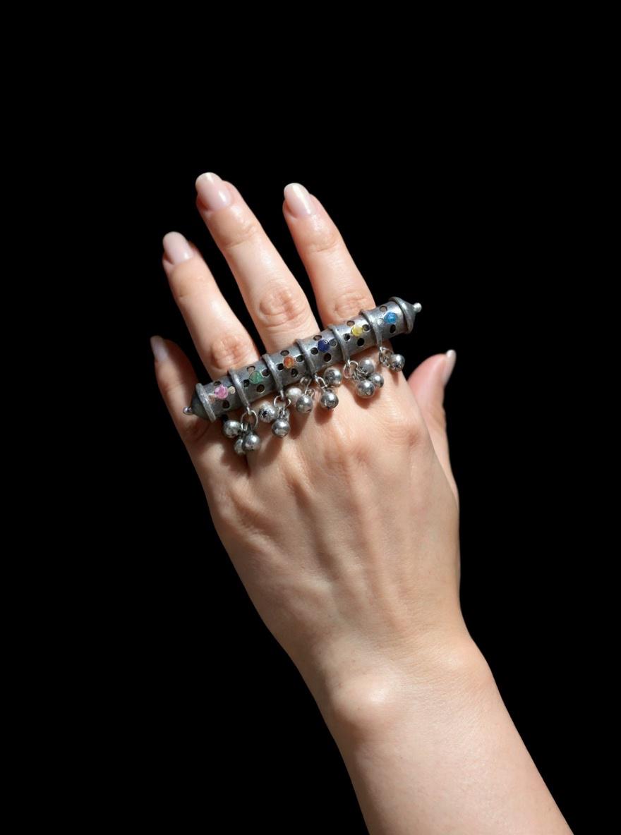 Oxidized German Silver Adjustable Ring: Handmade Boho Tribal Jewelry