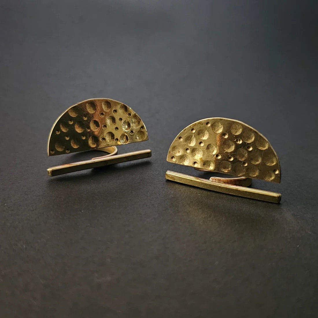 Semi Circle Hammered Ring