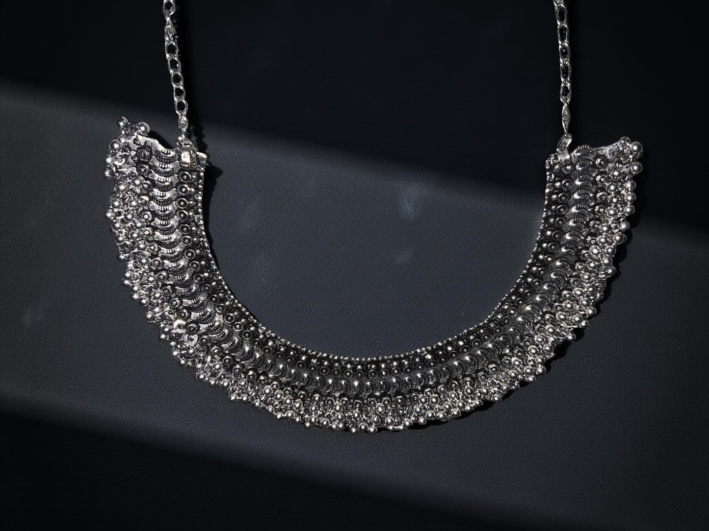Oxidized Silver Statement Necklace – Handmade Boho Ethnic Jewelry