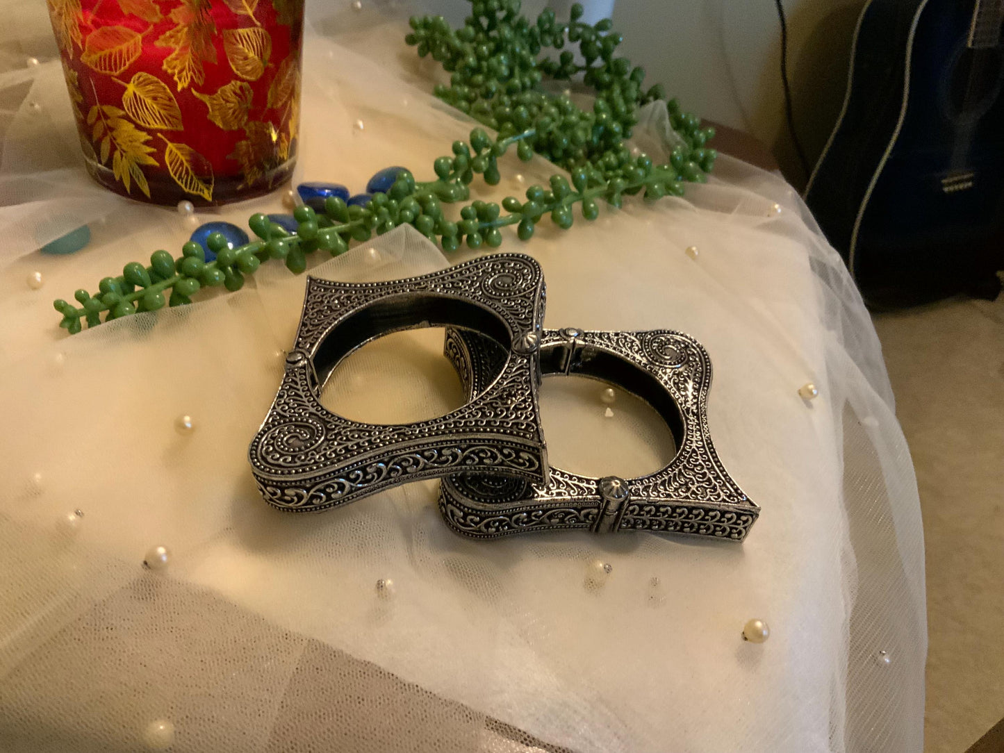 Oxidized Silver Openable Kada: Ethnic Tribal Bangle
