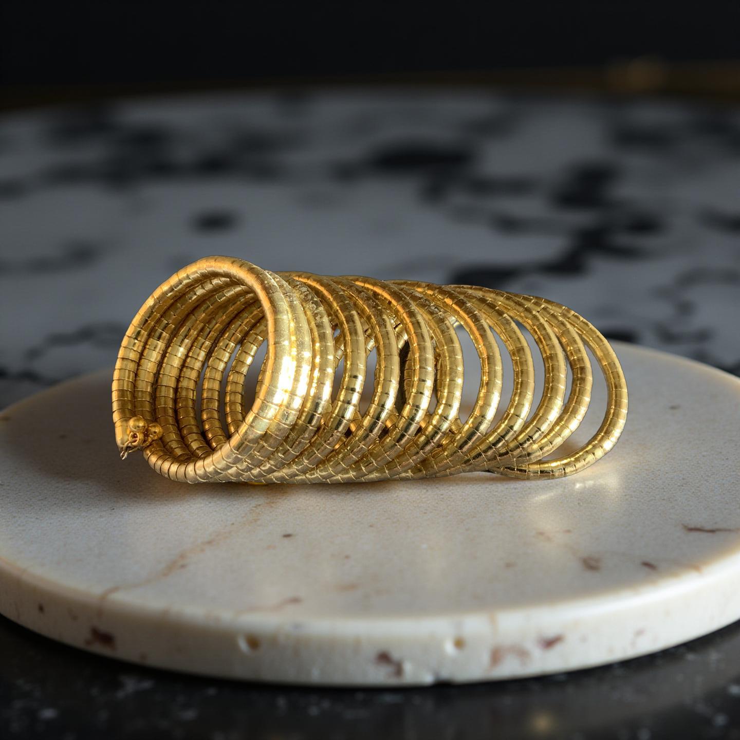 Gold Spiral Stacked Cuff Bracelet – Minimalist Boho Statement Bangle