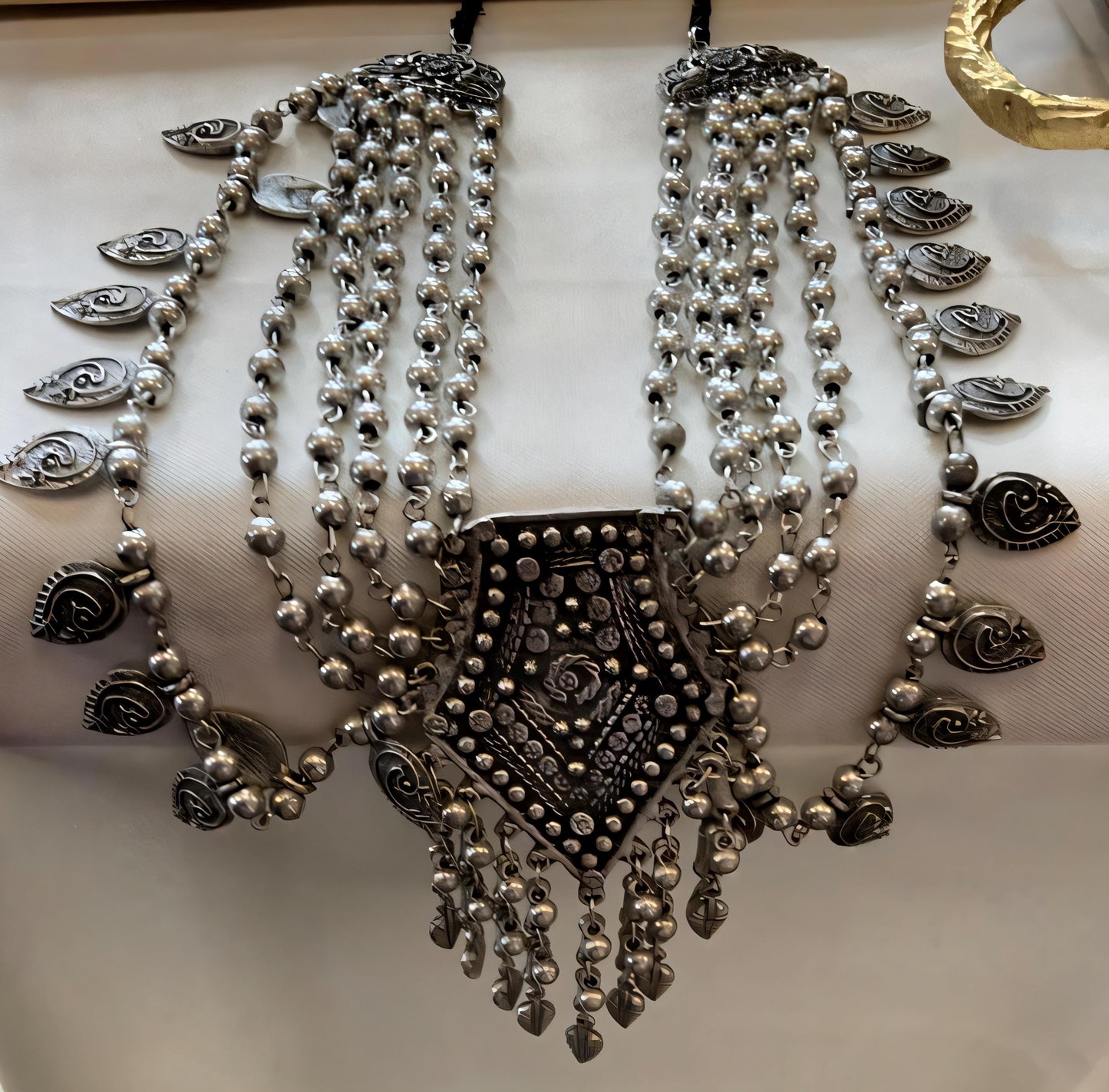 Oxidized Black Layered Bohemian Necklace – Handmade Boho Statement Pendant