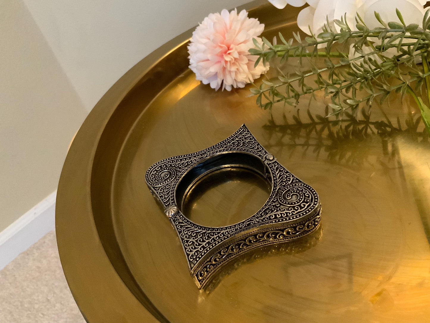 Oxidized Silver Openable Kada: Ethnic Tribal Bangle