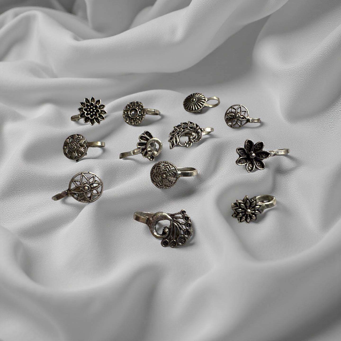 Oxidized Silver Nose Stud – Handmade Tribal Boho Jewelry