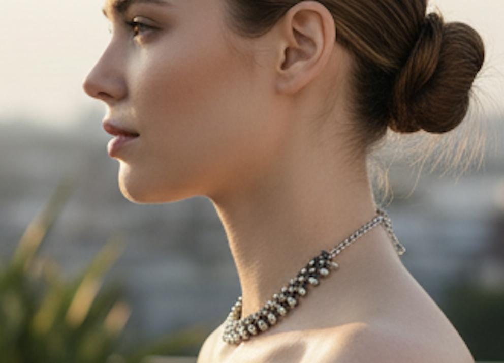 Oxidized Silver Bib Necklace – Handmade Boho Statement Jewelry