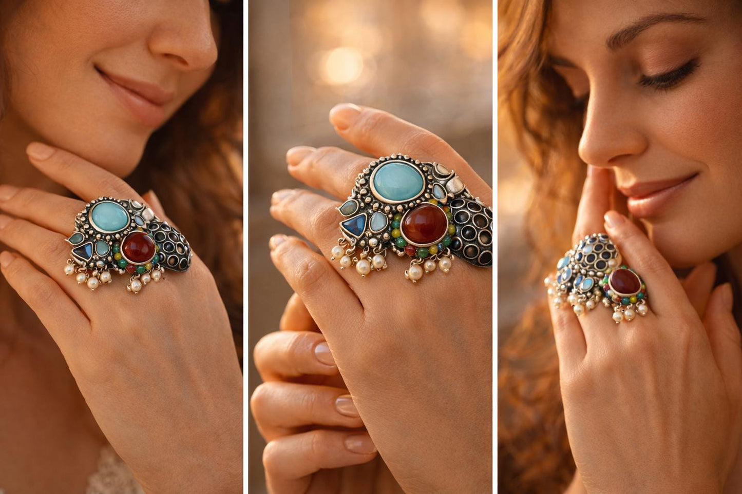 Oxidized German Silver Adjustable Ring – Handmade Boho Statement Jewelry