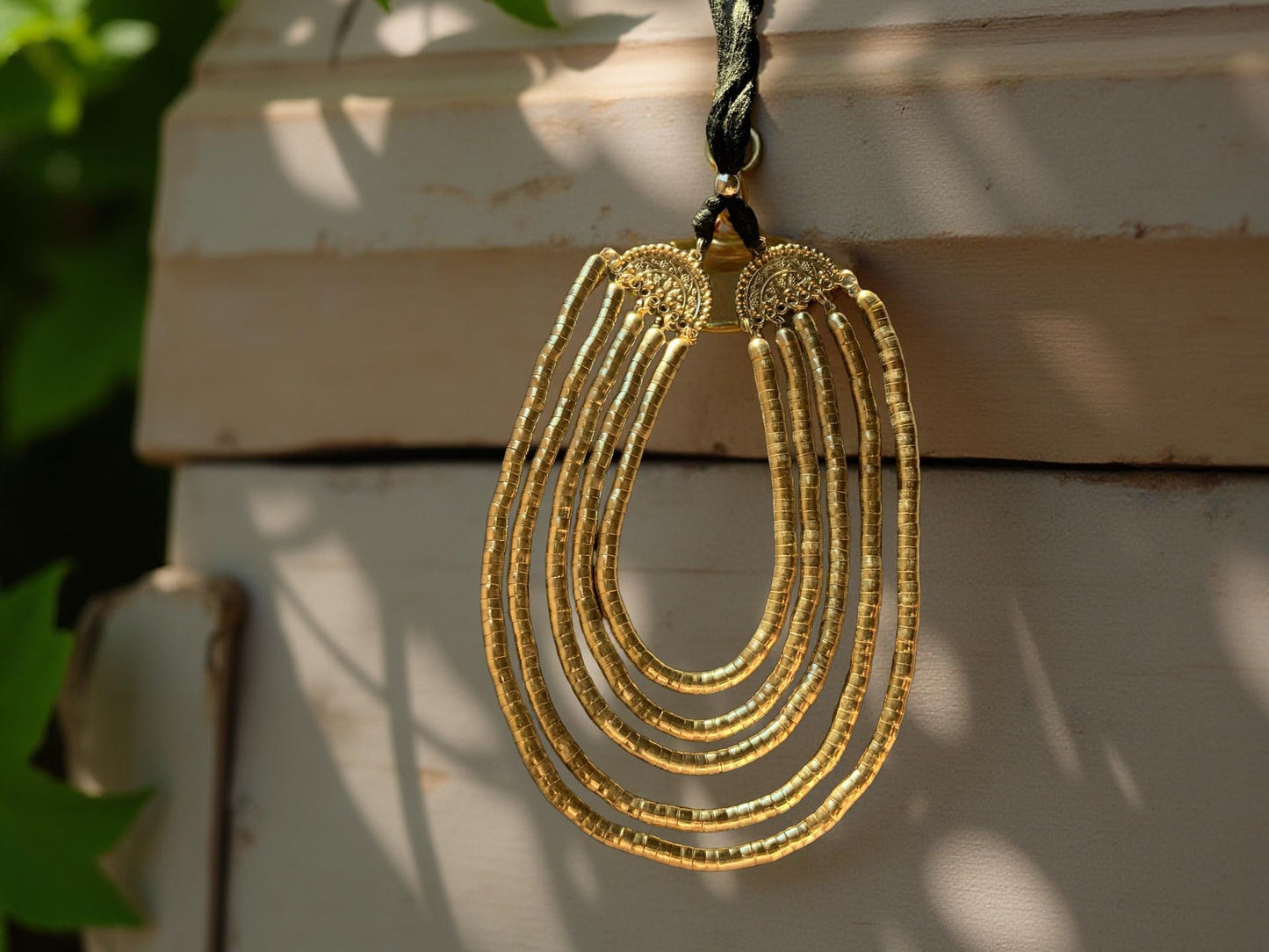 Handmade Gold Polish Layered Necklace | Boho Statement Jewelry