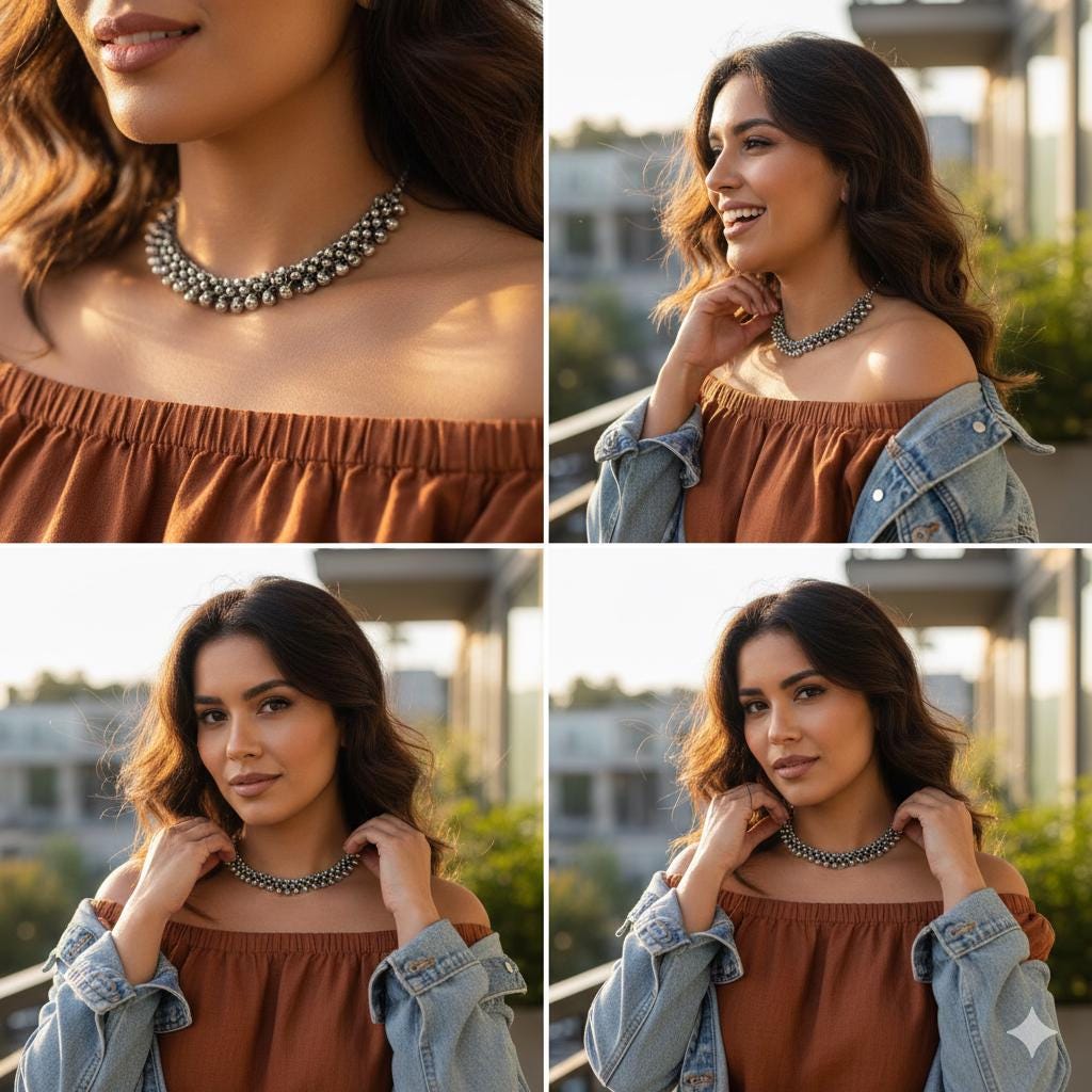 Oxidized Silver Bib Necklace – Handmade Boho Statement Jewelry